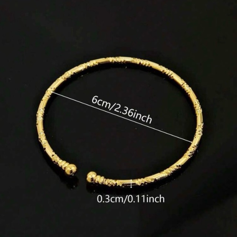 Gold Textured Open Bangle Bracelet